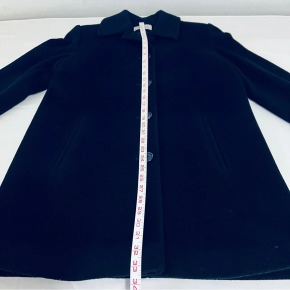 Vintage 1990s Calvin Klein 100% Merino Wool Single Breasted Walker Car Coat - 8 - Picture 8 of 15